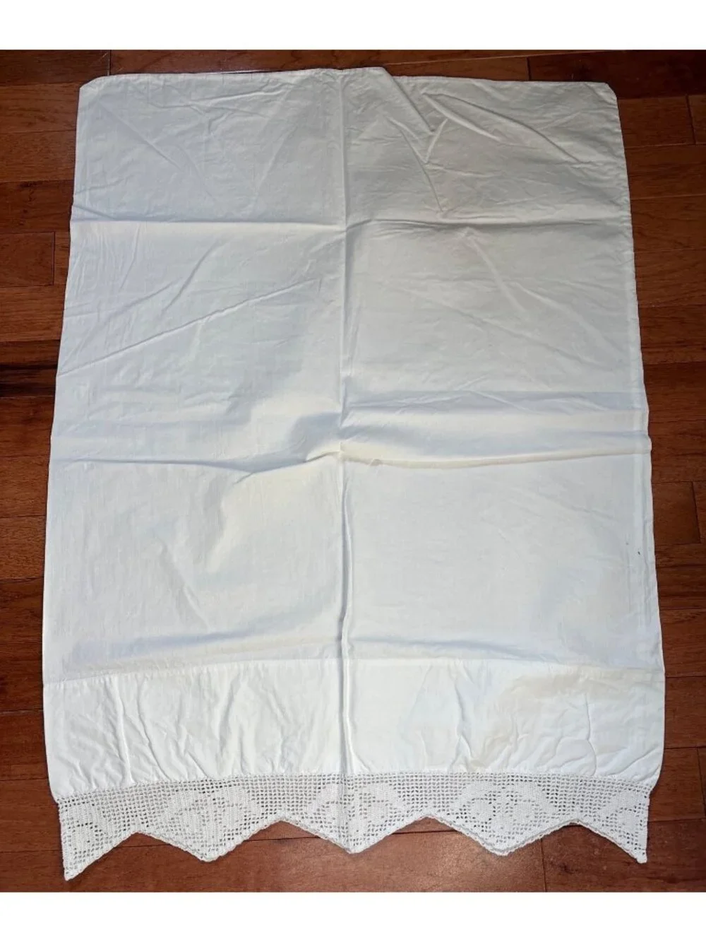 White Pillowcases Crochet Lace Edges Set Embroidered Details Vintage